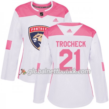 Florida Panthers Hockeydrakt Vincent Trocheck 21 2017-2018 Hvit Rosa Fashion Adidas Authentic - Dame
